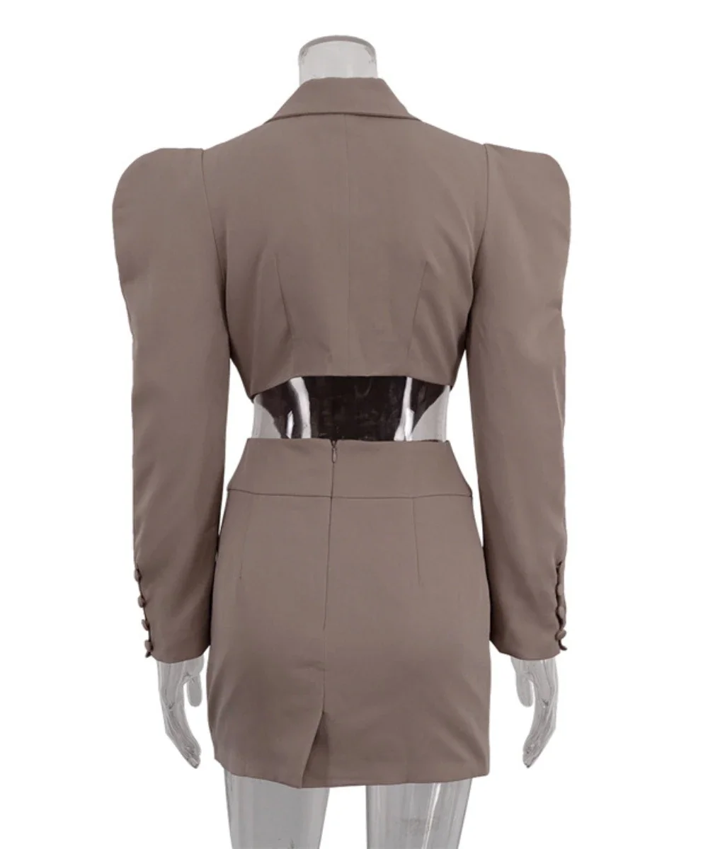 2025 nova primavera sólida entalhado curto blazer e mini saia conjunto de duas peças feminino sexy bodycon blazer terno vestidos sexy clube outfits