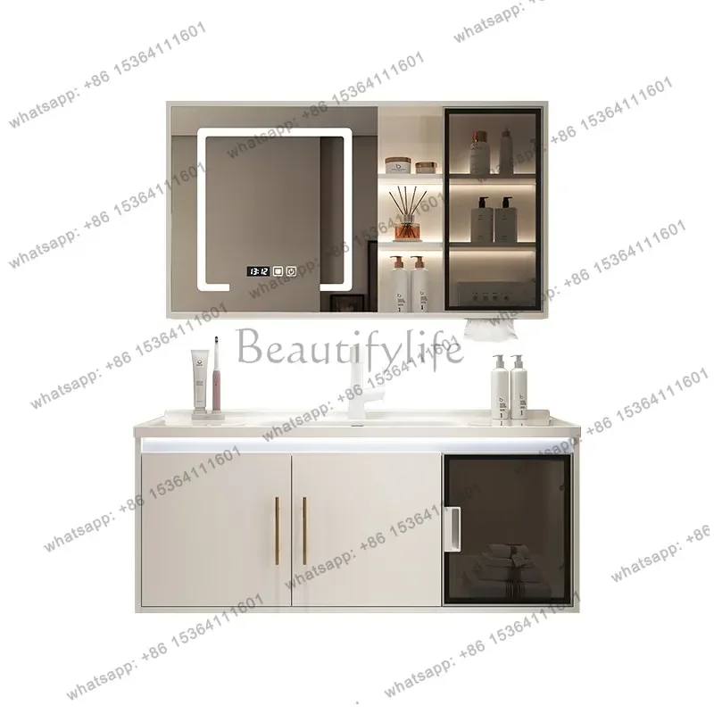 Modern simple smart bathroom cabinet ceramic integrated basin toilet wash basin wash bathroom cabinet