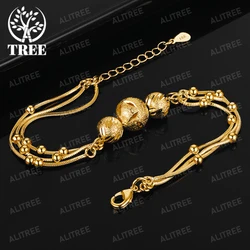 ALITREE 18K Gold 925 Sterling Silver Frosted Beads Chain Bracelets For Woman Party Wedding Fashion Charm Jewelry Birthday Gift