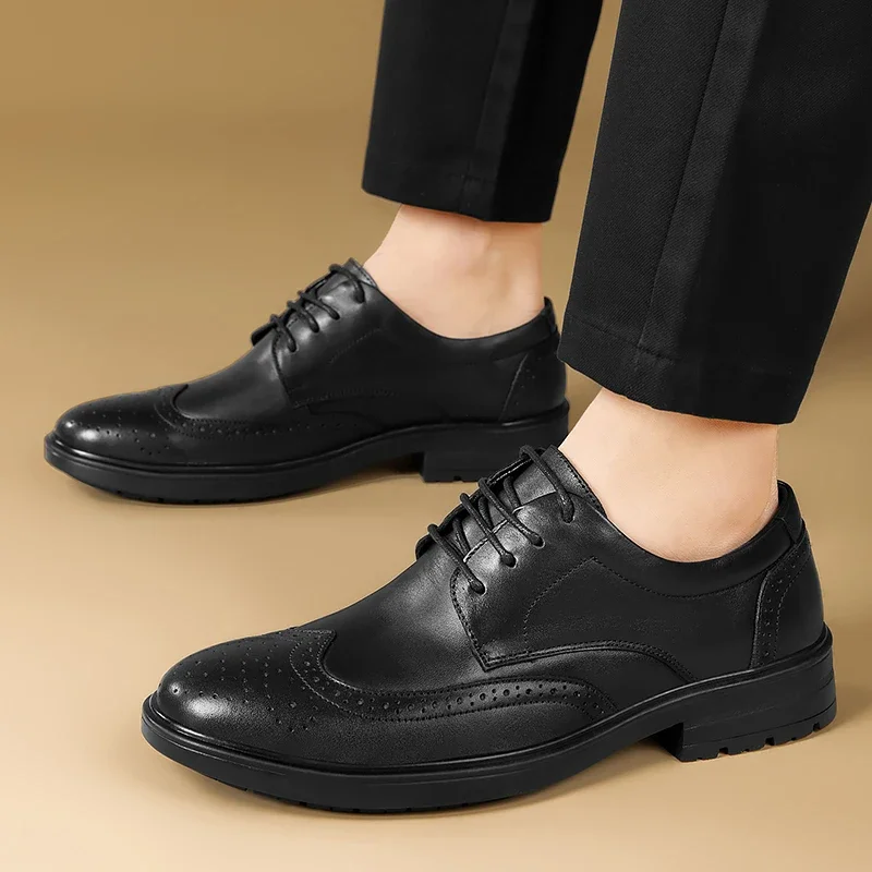 Business Fashion Casual Leather Shoes For Men Non-slip Gentleman Fashion Comfortable Versatile Party Dating Office Men's Shoes