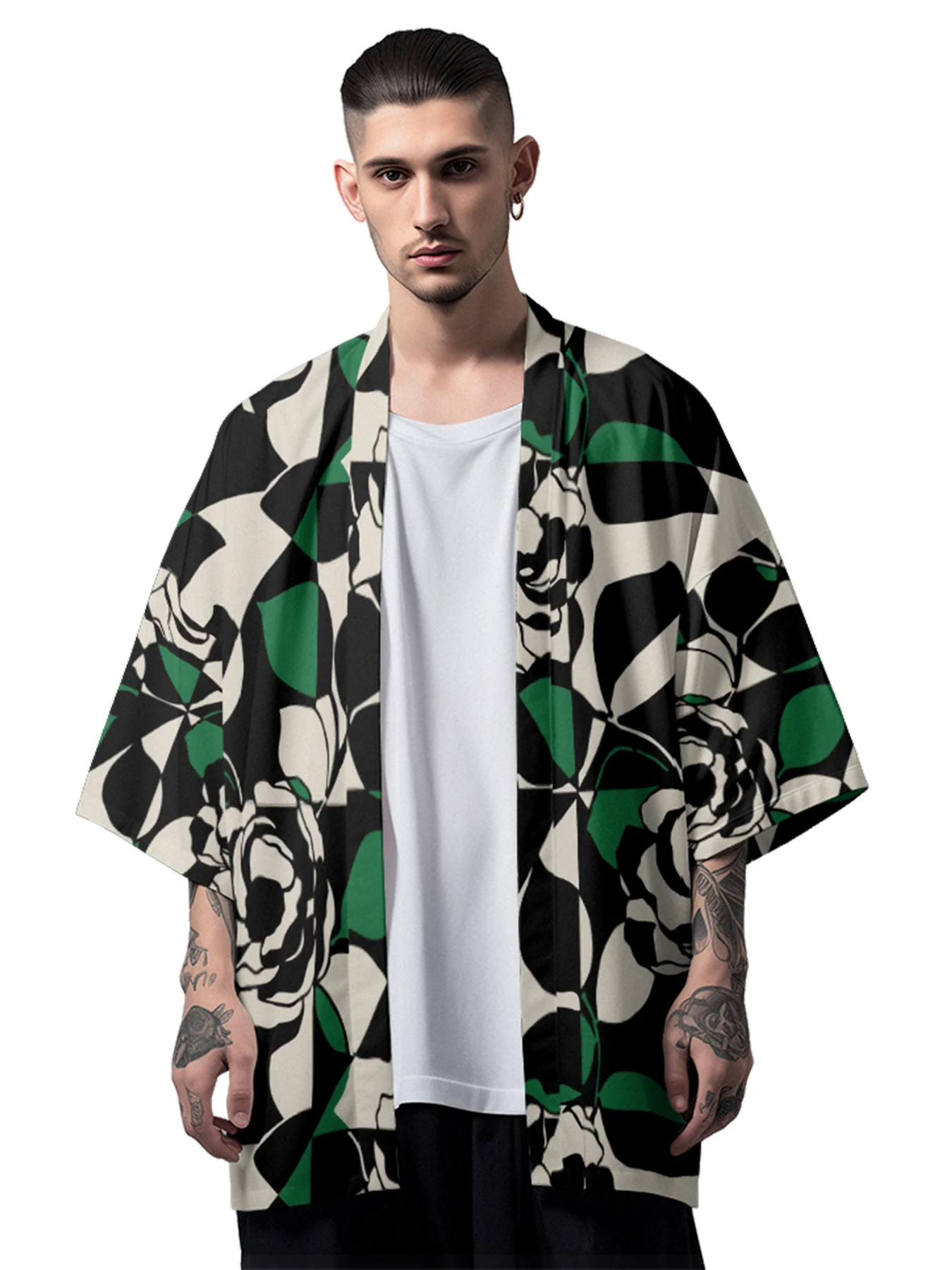 Kimono samurái con estampado de Flora para hombre y mujer, Kimono tradicional Haori, camisa Yukata de moda japonesa, bata de Cosplay Retro, cárdigan de verano