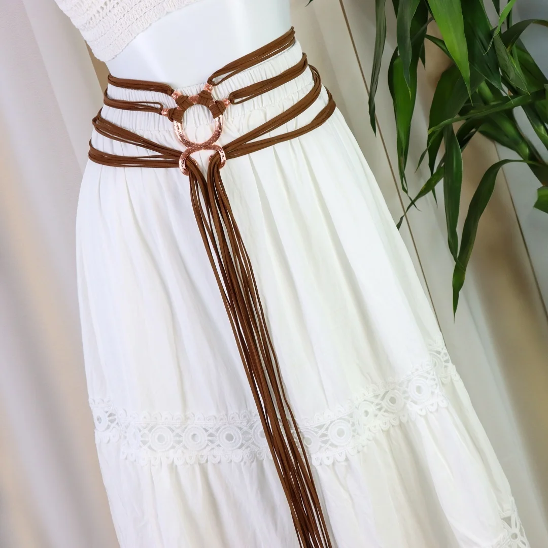 Pas ze sznurka wikingów - Kostium wikingów damski średniowieczny pas z krzyżem trolla akcesoria wiedźmy Halloween Cosplay
