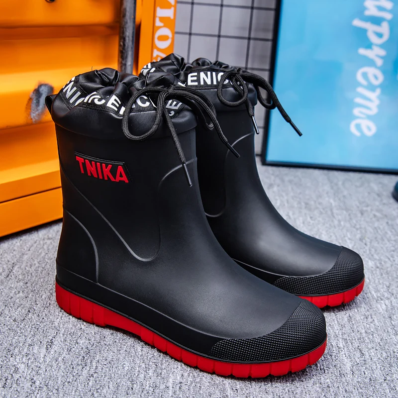 

Мужские резиновые сапоги, модная нескользящая мягкая удобная непромокаемая обувь, платье для мужчин, уличный туризм, школа, дождливые дни на ногу, кемпинг