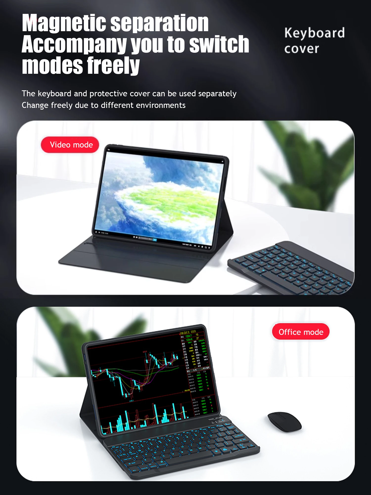 Imagem -04 - Teclado sem Fio Bluetooth para Huawei Matepad Air Pro 11 11.5 Case 2023 se 10.4 v7 v6 Honor x8 x9 12 12.1