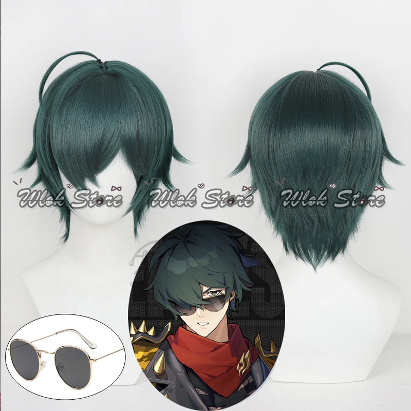 

Zenless Zone Zero Lighter, парик для косплея, очки ZZZ, короткие зеленые волосы, термостойкие мужские волосы на Хэллоуин, карнавал, реквизит для ролевых игр