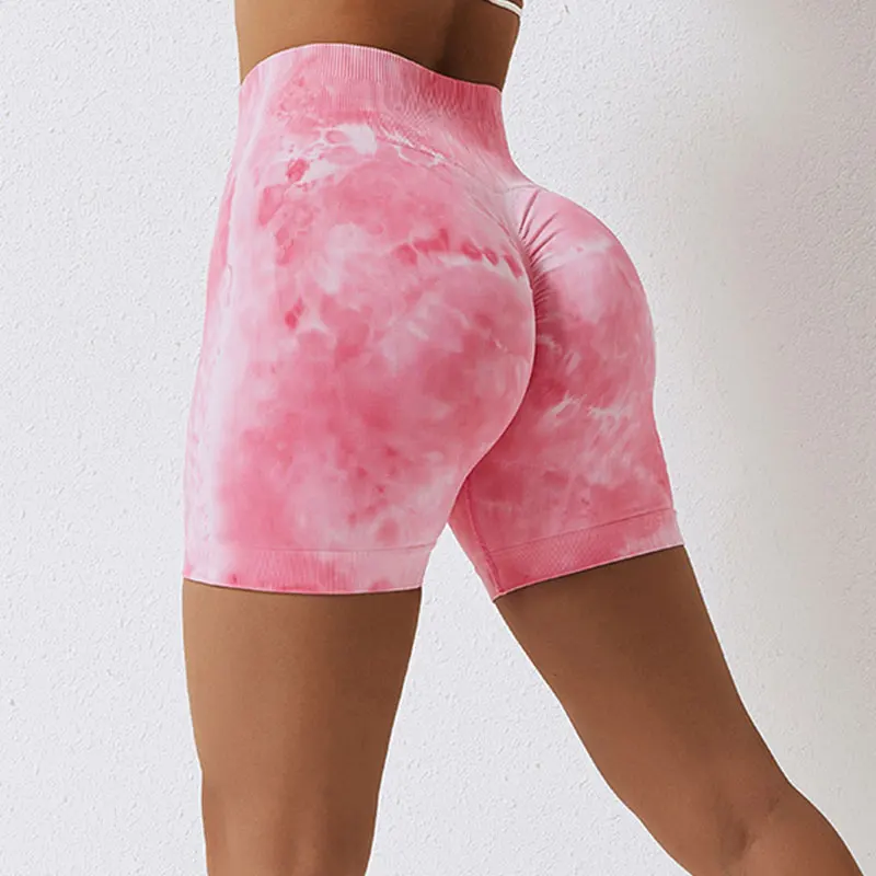 

Splash Dyed Seamless Yoga Shorts Women's High Waist Lift Hip Pulling Sports Shorts Push Up Gym Exercise Fitness Shorts Women