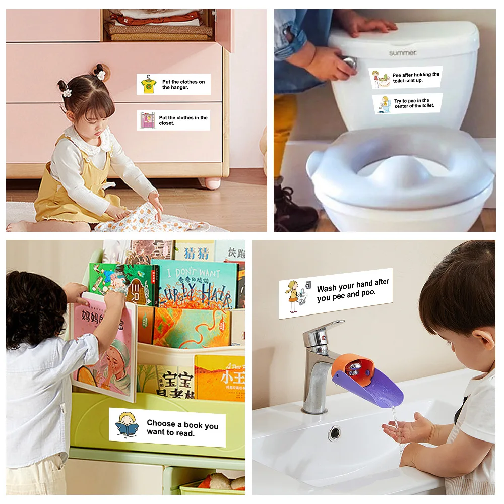 الكلمات الإنجليزية تعلم ملصقات ديكور الأسرة الروتينية اليومية الجمل المكافآت ملصق المعلم وسائل تعليمية مونتيسوري