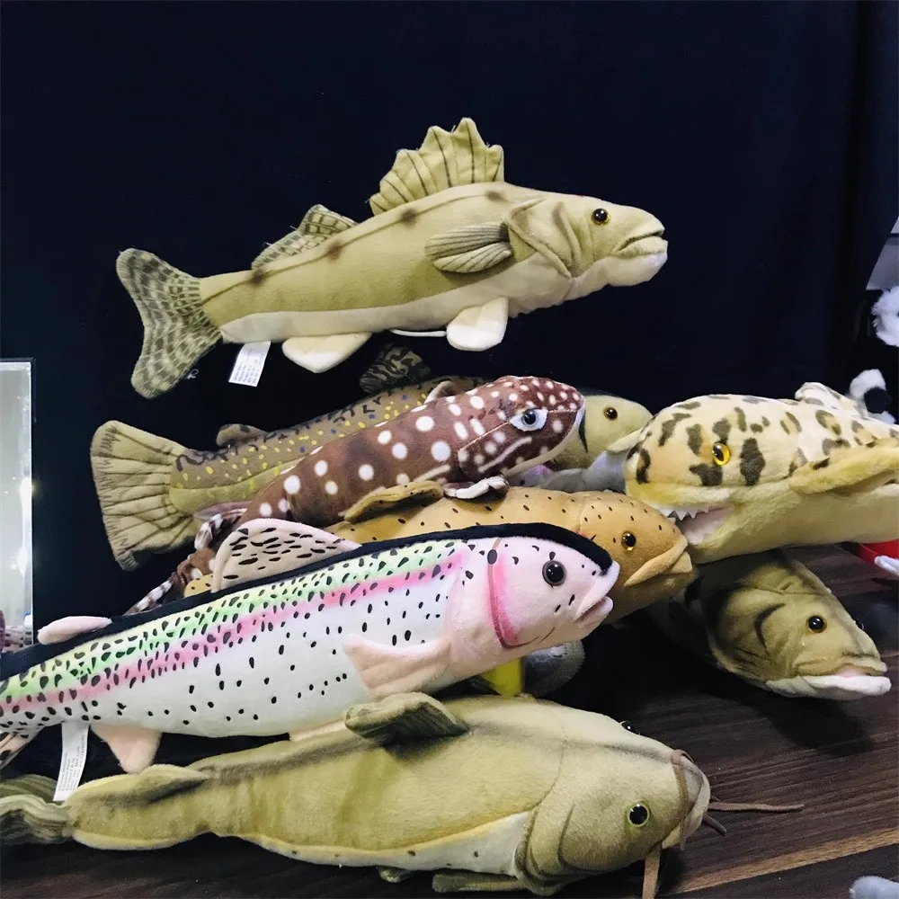 Simulated Animal Dog Fish Cold River Northern Pike Freshwater Wild Nature Zoo Model Plush Toy Stuffed Doll Boy Girl Gift