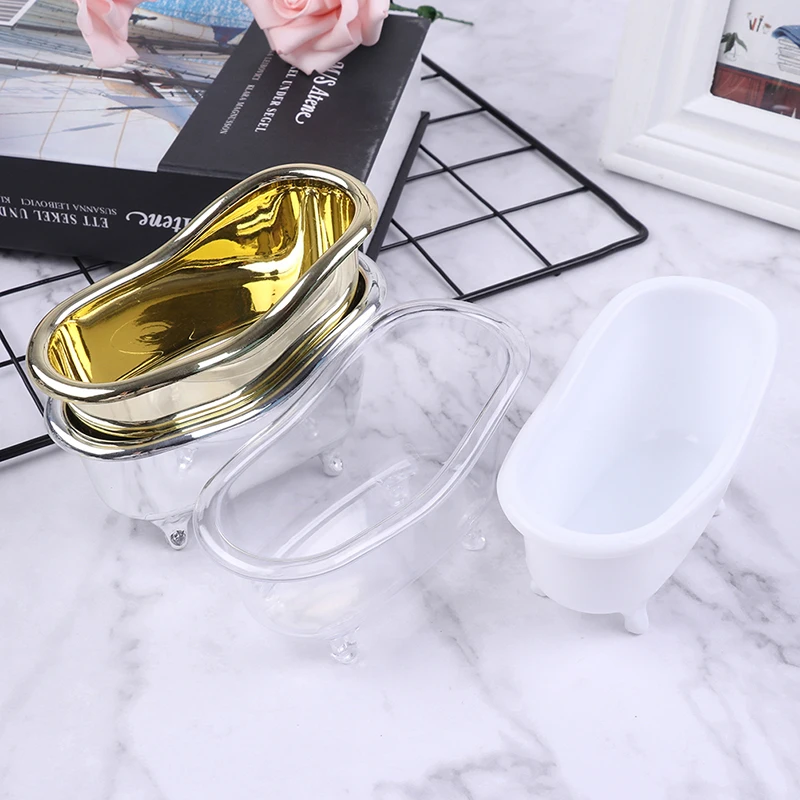Mini Bathtub Soap Jewelry Storage Box Makeup Organizer Container Desktop Sundry Case Flower Pot