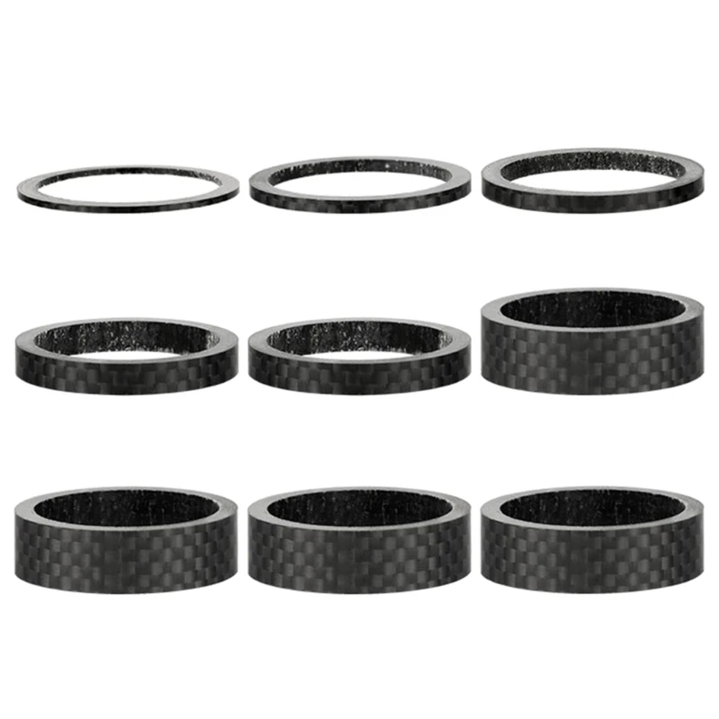 7/9Pcs Bike Carbon Fiber Headset Spacer Light Weight Bicycles Headset Washer Mountain Bike Stem Headset Spacers Enduring