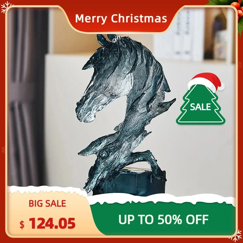 

Nordic decorative figurines, 36cm, transparent horse head, luxury, high-end abstract art ornaments, home accessories