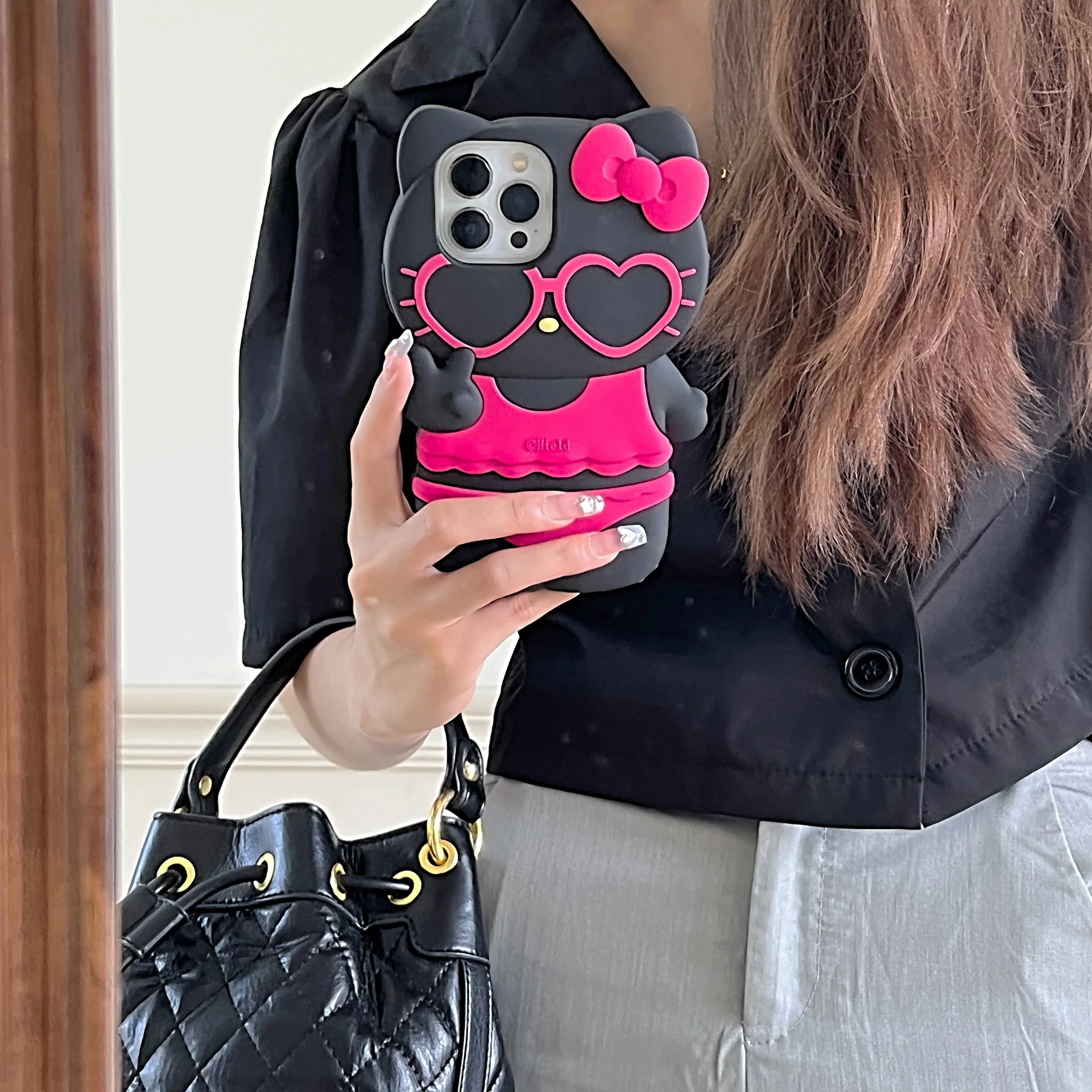 Cute 3D Cartoon Grass Bikini Sanrios Hello Kitty Phone Case for IPhone 15 14 13 12 11 Pro Max Silicone Soft Back Cover Y2k Girl