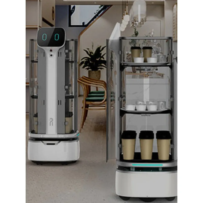 Restaurant intelligent food delivery robot multi-floor food delivery serving dishes serving dishes welcome reception dialogue