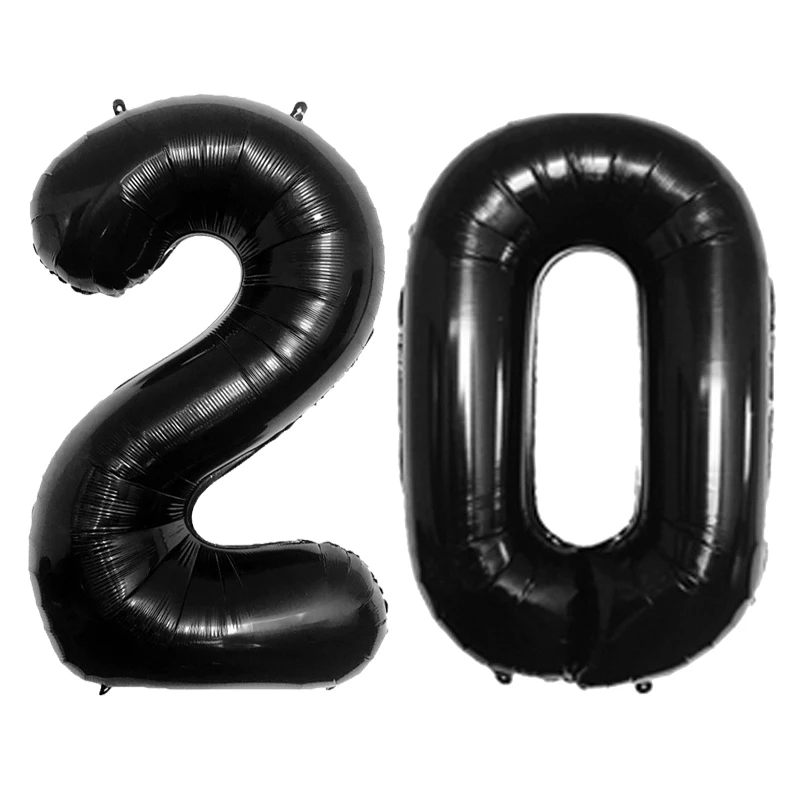 Schwarze 32 Zoll 10 11 13 30 33 55 Nummerierte Folienballons Geburtstagsfeier-Dekorationen Geburtstagsballons Jubiläums-Partyzubehör – Detail 2