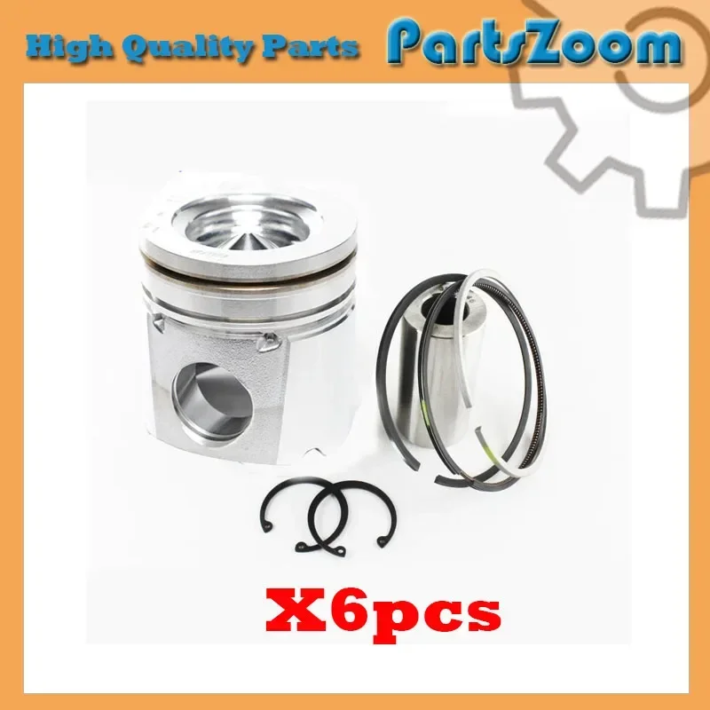 New 6 Sets STD Piston Kit With Ring 3926963 Fit For Cummins 6CT 8.3 Engine 114MM