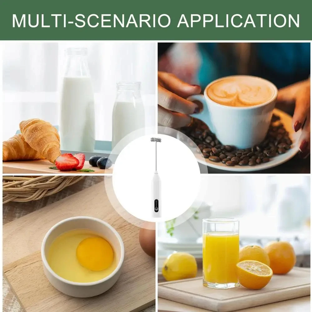 ミニハンドヘルドミルク泡立て器、卵ビーター、ミキサー、充電式ポータブル飲料ジャムコーヒーマシン、3段階速度調整家庭用キッチンフードミキサー