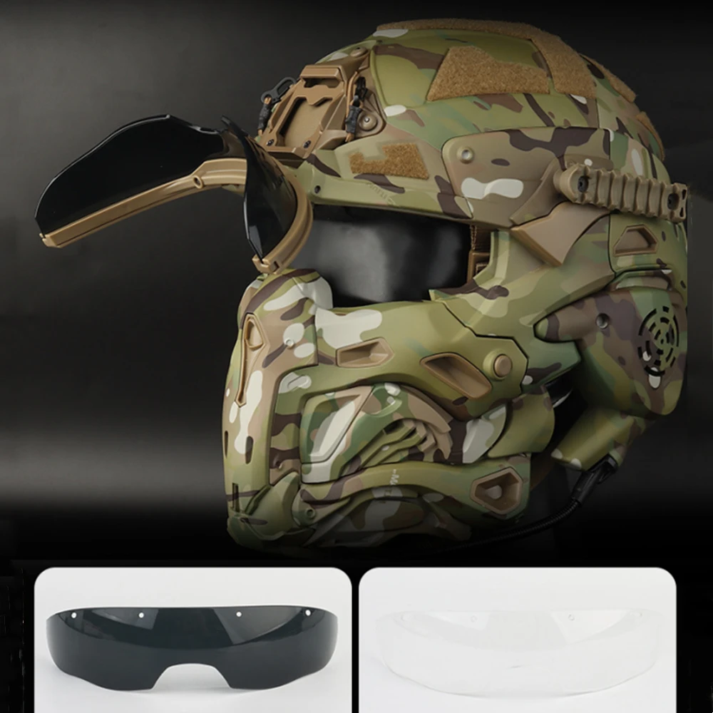 W-Ronin Assault Tactical Mask Built-in Communication Headset Anti-fog Fan Tactical Goggles Airsoft Paintball Protect Gear