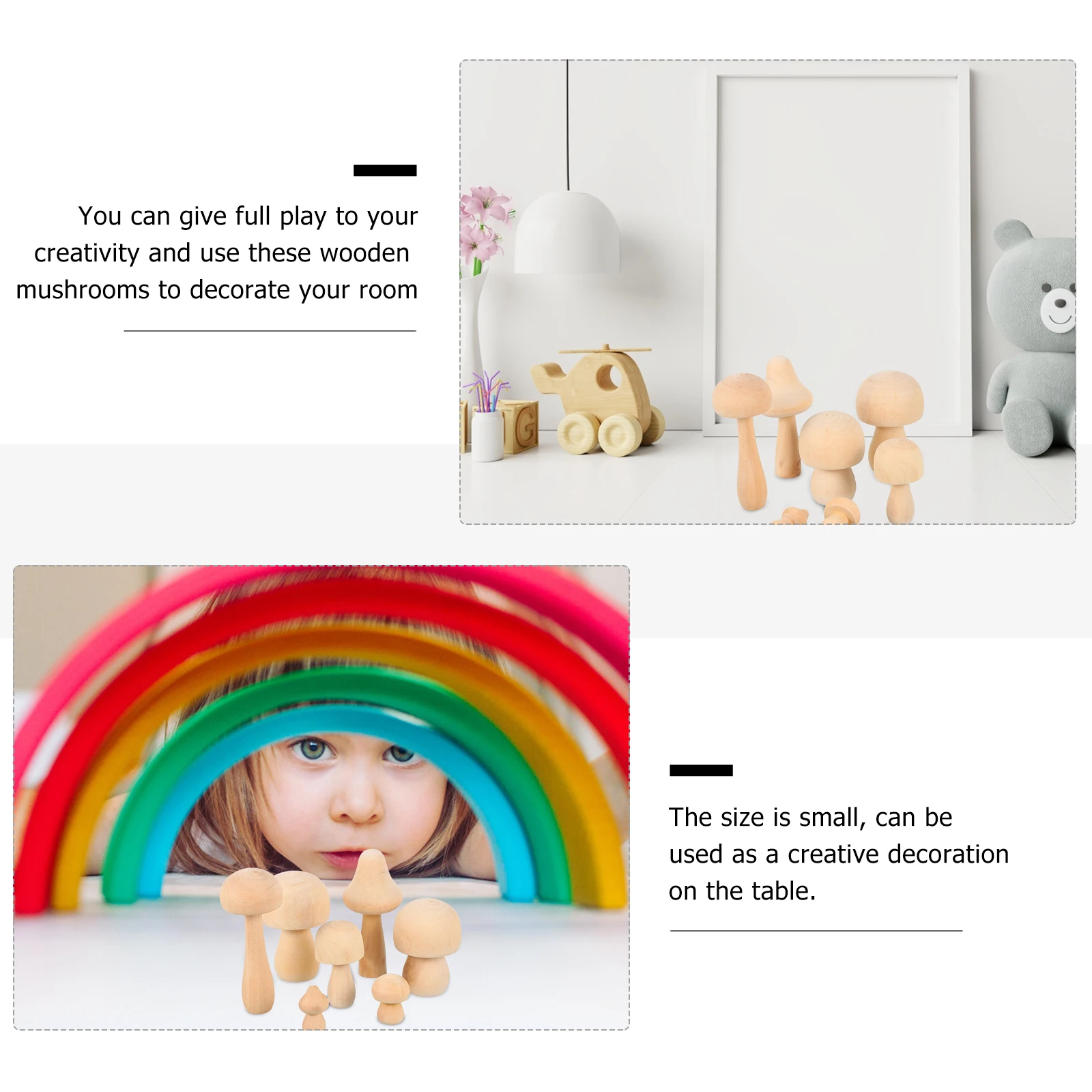 

7 Pcs Wood Mushroom Craft Unfinished naments DIY Kids Drawing Toy Miniature Adornment Educational Purpose Creative Decoration