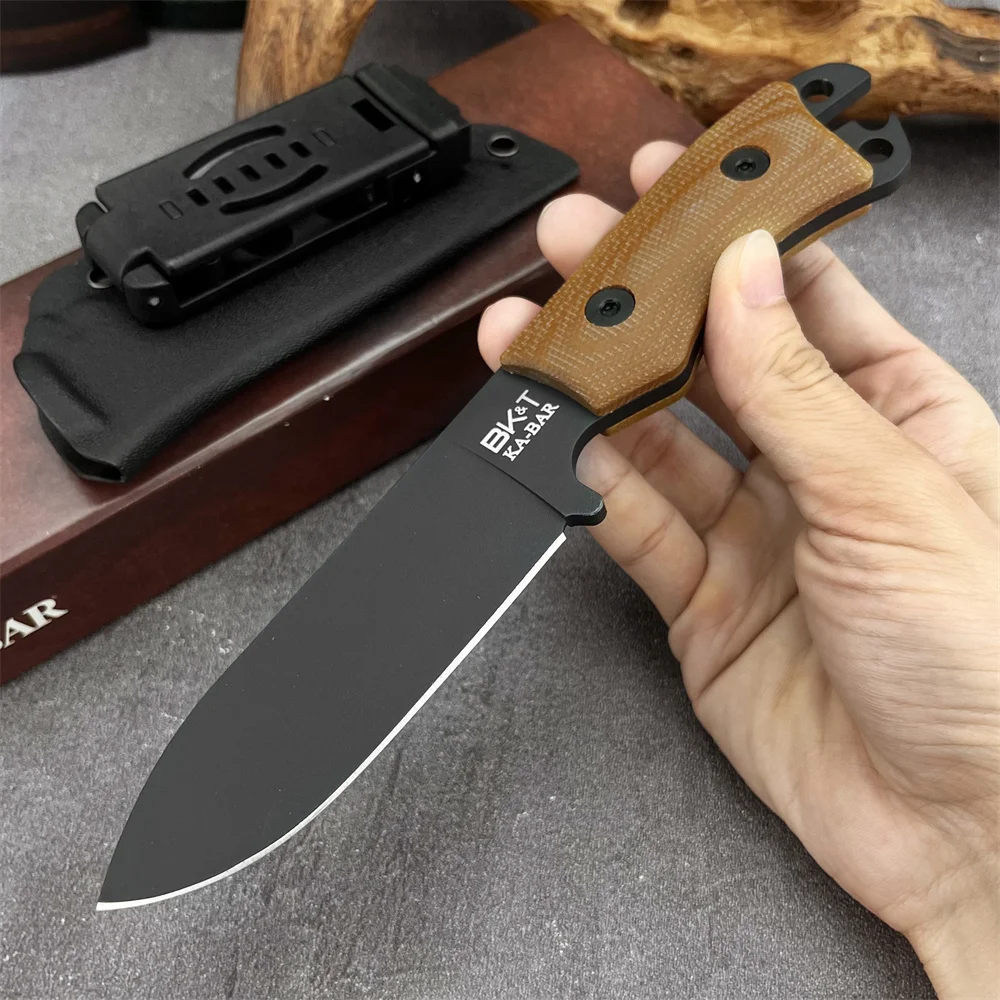 

High Quality BK11 Fixed Blade Knife 8Cr13Mov Blade Linen Handle Tactical Self-defence EDC Tools for Outdoor Camping and Hunting