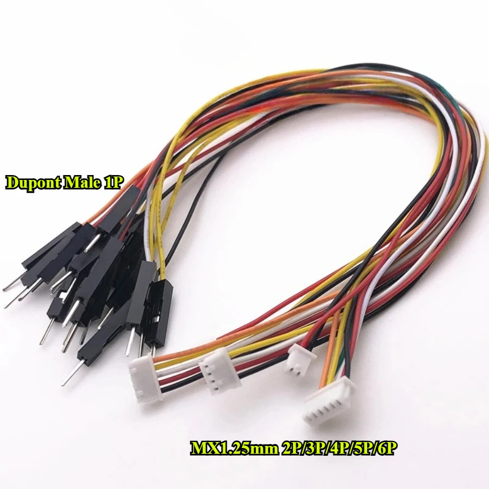 

20/50Pcs MX1.25mm to 2.54mm Dupont Male 1P Terminal Wire 2P/3P/4P/5P/6P Wire Length 20cm 28AWG Electronic Line Cablle Connector