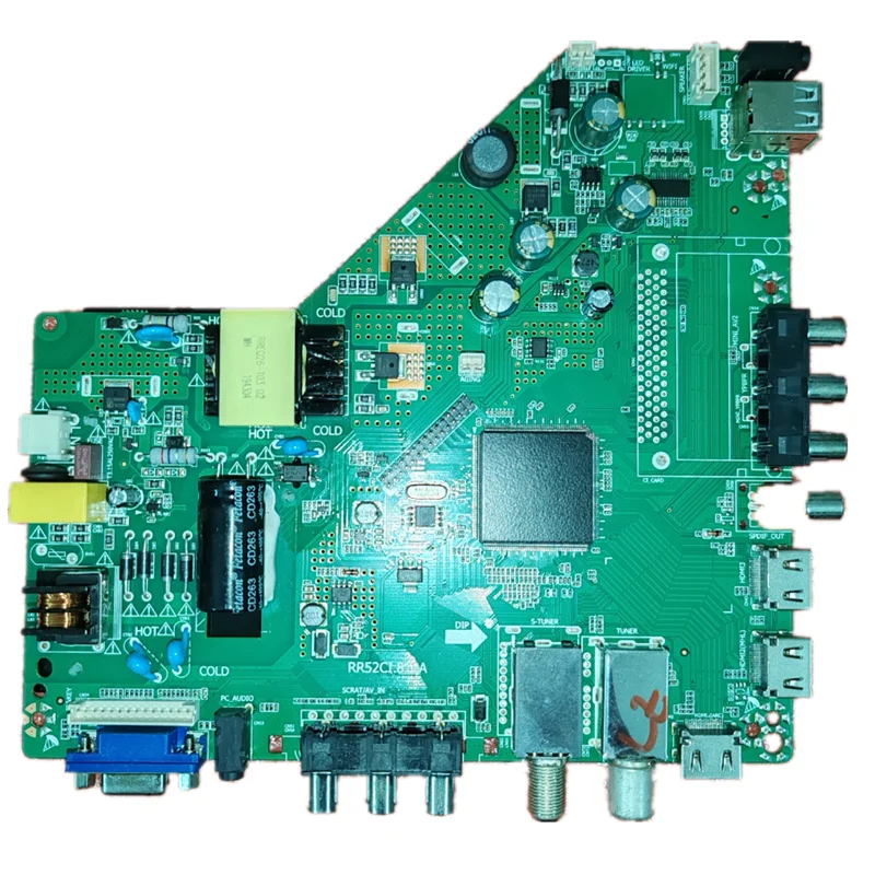 RR52CI.818A Three in one TV motherboard, tested well, physical photo for  34--57V   480MA    25w