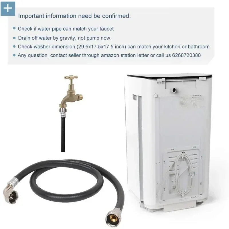 Kapas-全自動洗濯機,2 in 1,洗濯機と回転乾燥機,長いホース,8ポンド,トップロード浴槽,アップグレードされた洗濯機