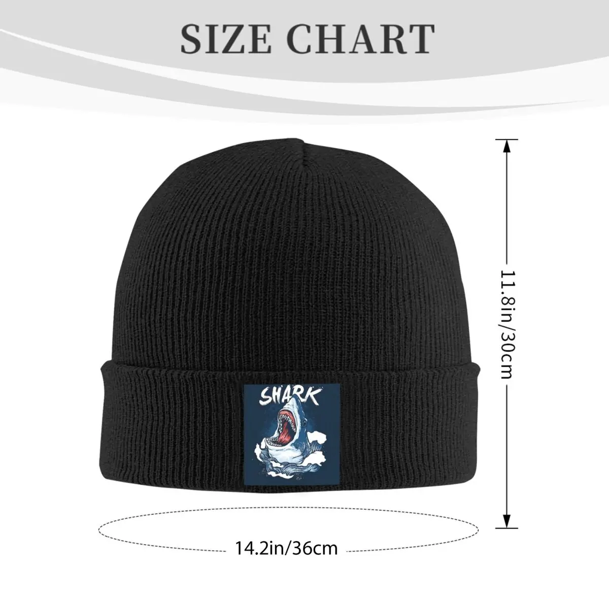 Hand Drawn Stylized Shark Cartoon Warm Knitted Cap Hip Hop Bonnet Hat Autumn Winter Outdoor Beanies Hats for Men Women Adult
