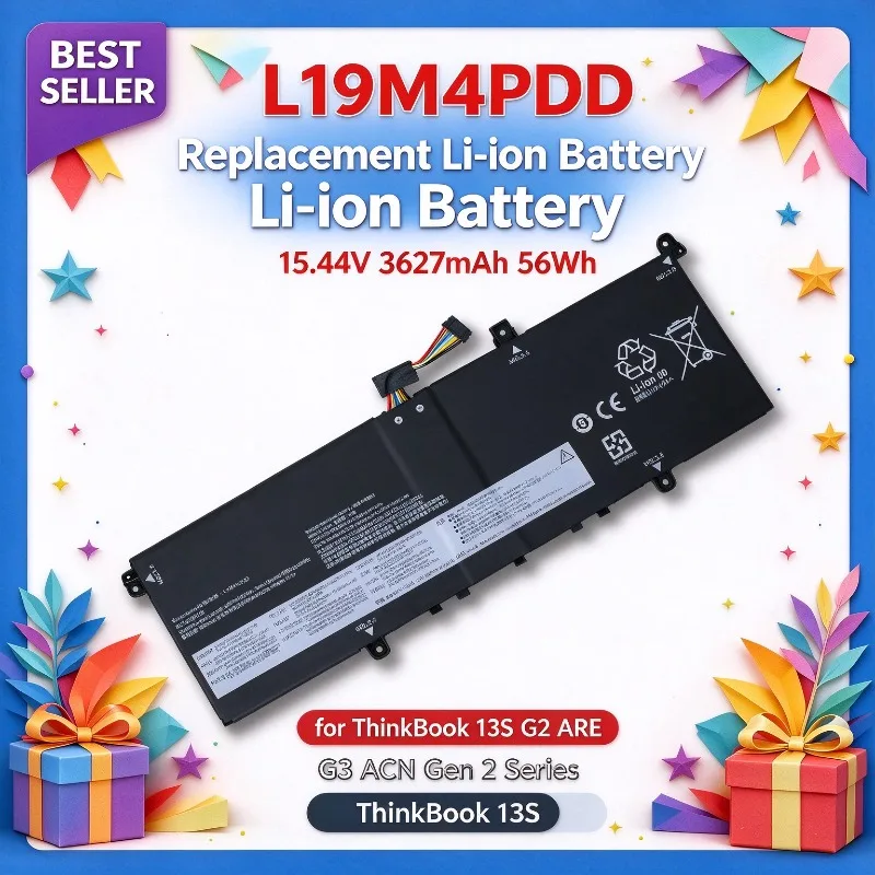 L19M4PDD 15.44V 3627mAh 56Wh Replacement Li-ion Laptop Battery for Lenovo ThinkBook 13S G2 ARE G3 ACN Gen 2 Series ThinkBook 13S