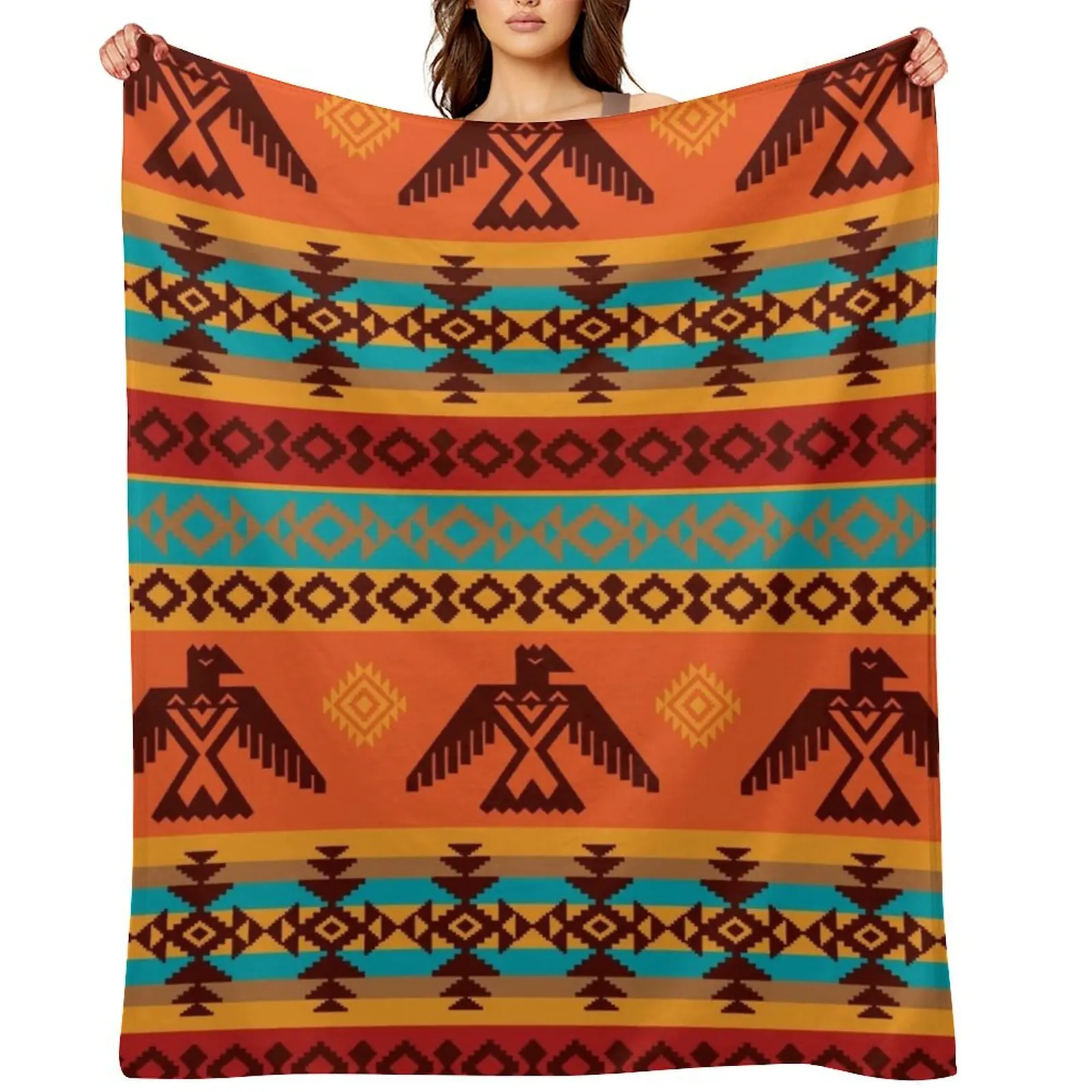 

Native American Indian Thunderbird Pattern Throw Blanket Soft Plaid Bed covers Luxury Brand Blankets