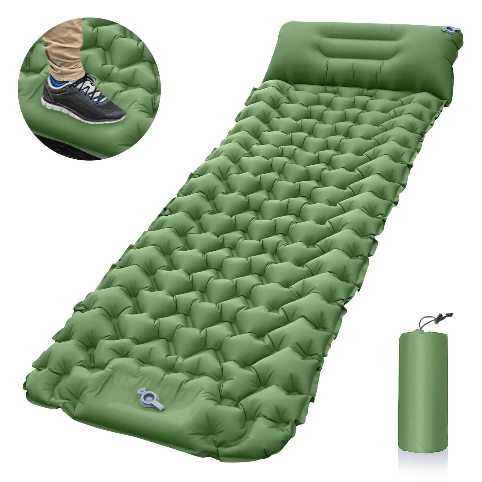 FZCSPEED Outdoor Sleeping Pad Camping Inflatable Mattress With Pillows Travel Mat Folding Bed Air Cushion Hiking Trekking