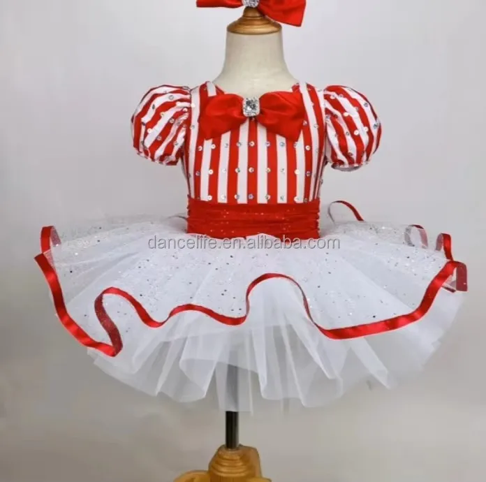 

High Quality Kids Girls Dance Performance Wear Cute Sequins Striped Dress Dance Darling Costumes Stage Costumes Tutu