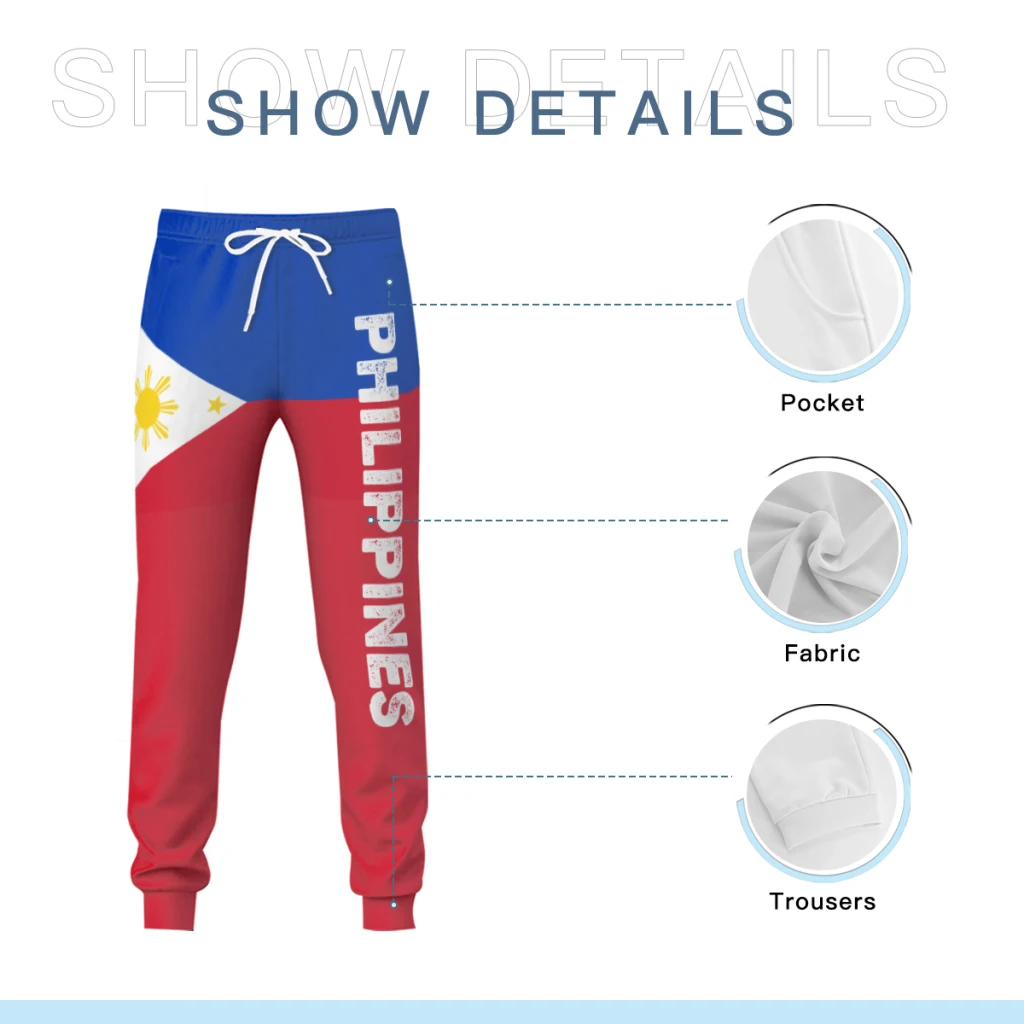 Philippines Flag Mens Sweatpants with Pockets Joggers for Men Sports Casual Sweat Pants With Drawstring