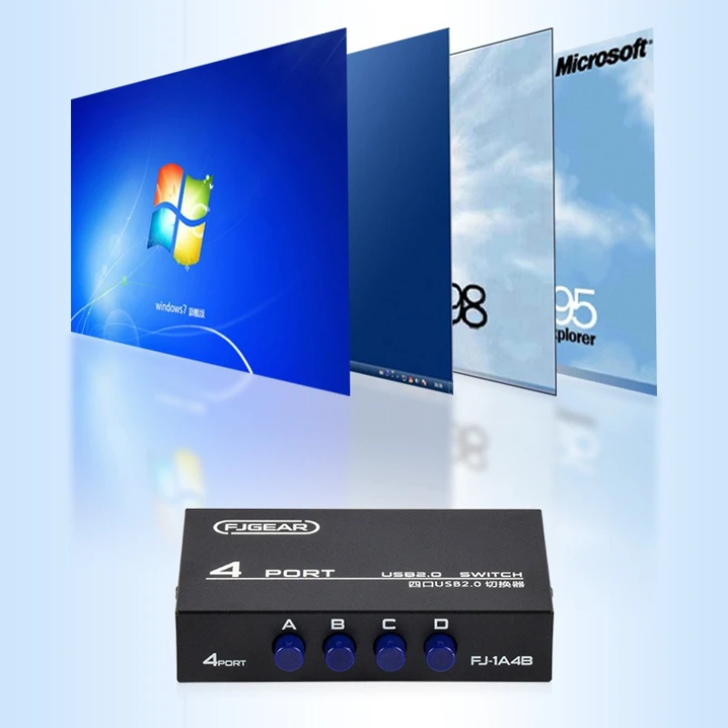 New USB 2.0 4 Ports Share Switch Switcher Selector Box Hub Sharing Switch Adapter for PC Scanner Printer High Quality Accessory