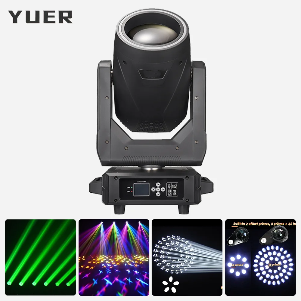350W Bulb Beam Moving Head light with SMD ring rainbow focus effect 13 Gobos 14 color Double prisms DMX512 for DJ Disco Party
