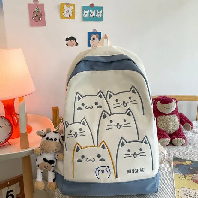 Cute Cat Pattern Backpack Women Kawaii High-capacity Fashion Female Backpack Travel High School Girls Book Bags For Student 2023