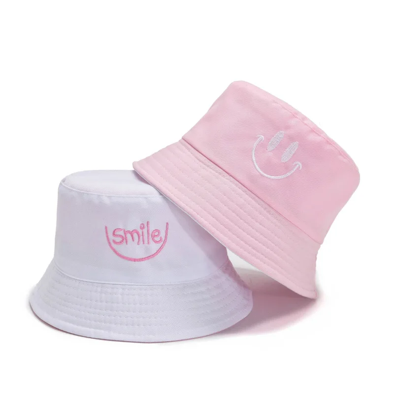 Cappello da pescatore Unisex lettera ricamo donna Double face Bob Hip Hop cappelli rosa quattro stagioni Panama Beach Fishing Sun Cap Sombreros