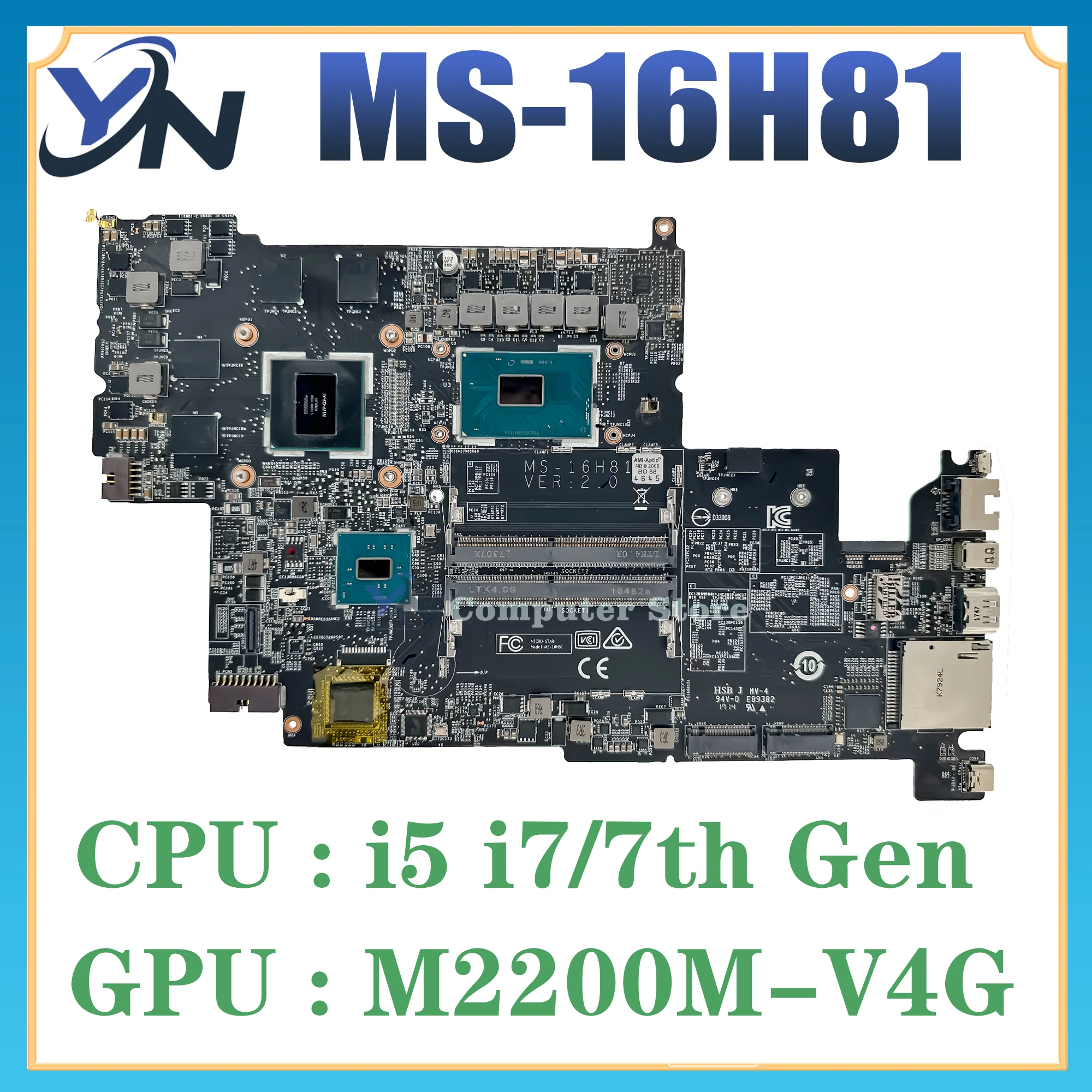 

Mainboard For MSI WS60 MS-16H81 MS-16H8 Laptop Motherboard E3-1505M i5 i7 7th Gen V4G DDR4 100% TEST OK