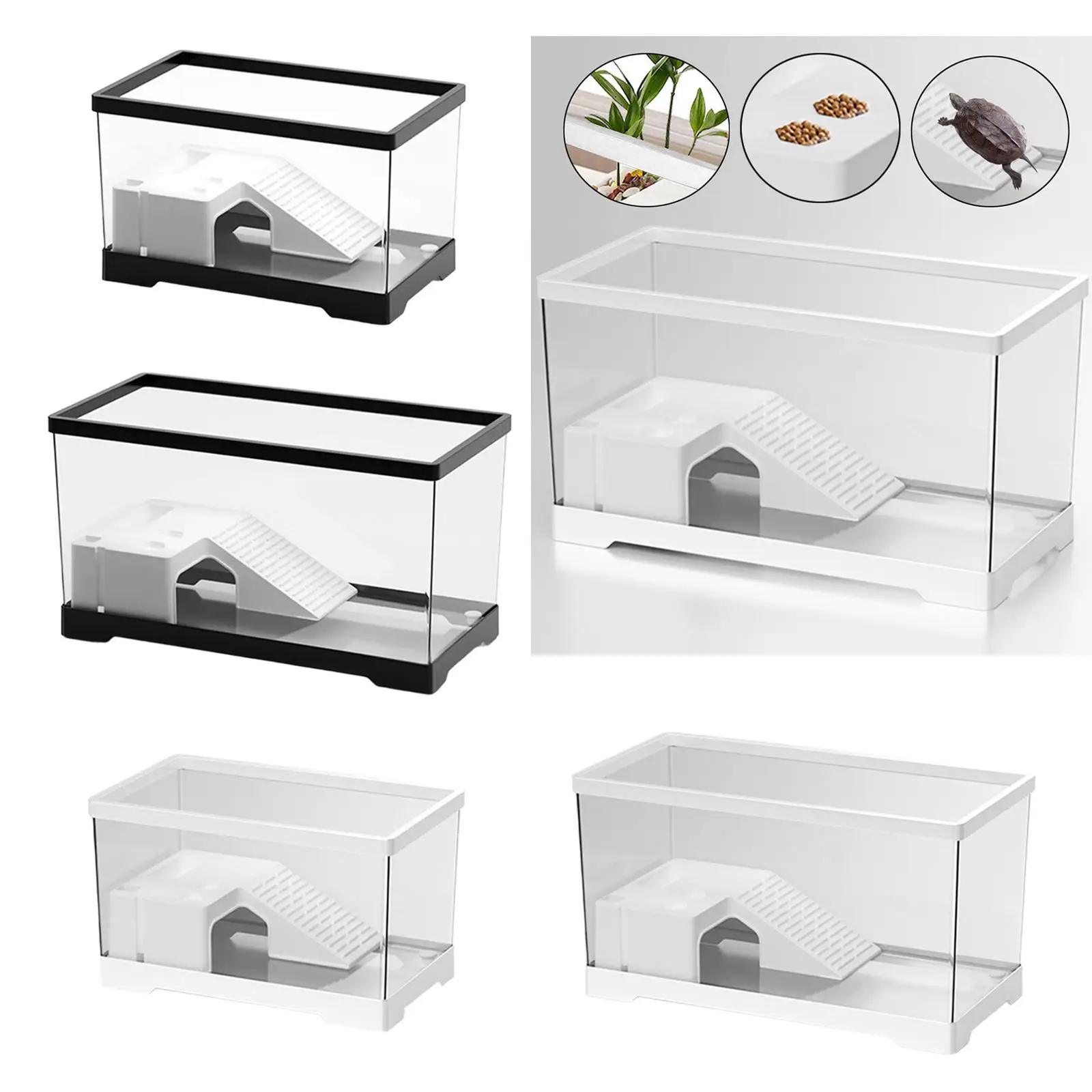 Turtle Tank Aquarium Tortoises Case Hatching Area Basking Ramp Accessories Box Turtle Terrarium Turtle Habitat Pets Accessory