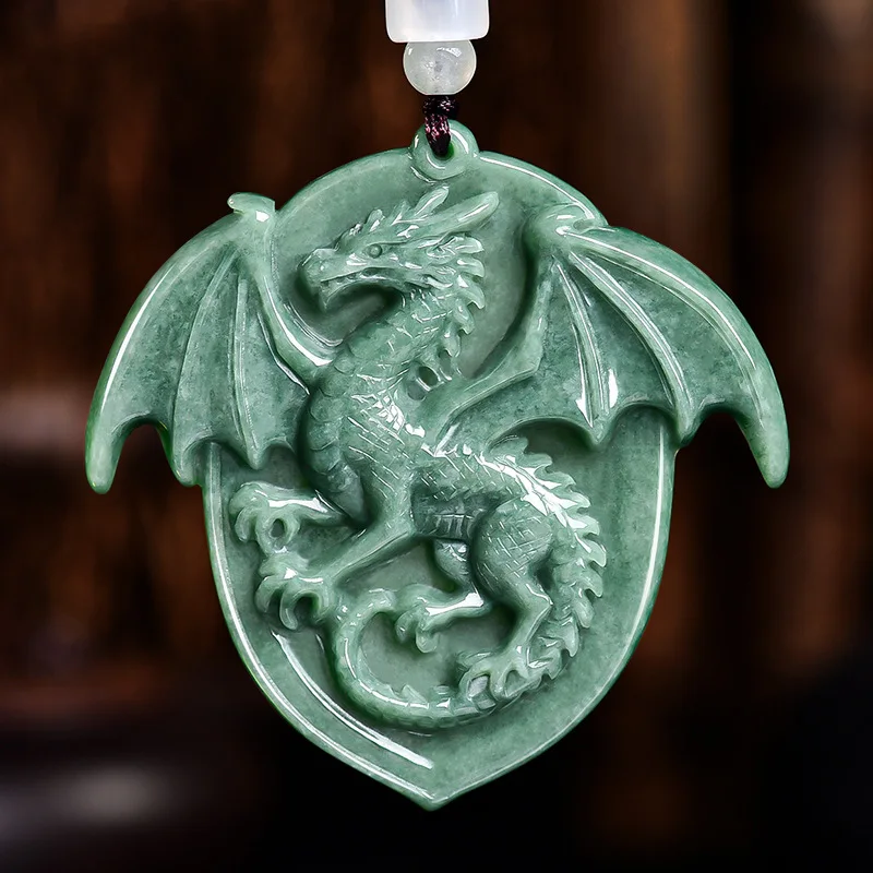 Natural A-grade Green Jade Pterodactyl Protector Pendant 3D Bean Seed Design Personalized Jewelry For Adults Drop Shipping