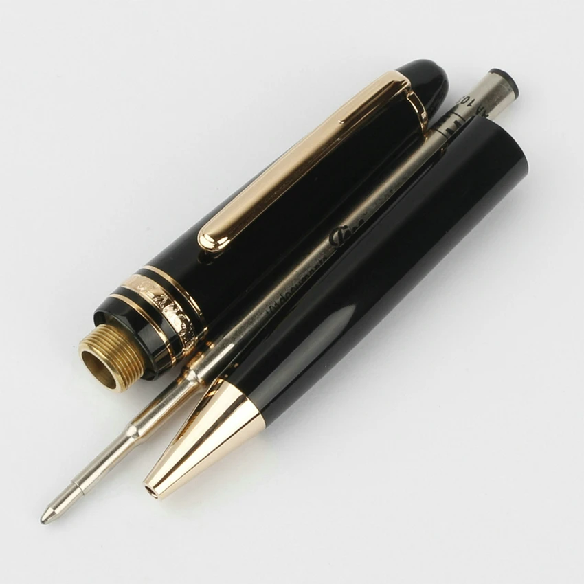 High Quality Luxury Pen MB Monte Black Resin Gold Silver Meisterstuck 145 Roller Ball Signature Fountain Pen Office Supplies