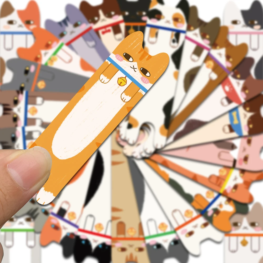 30PCS kawaii Cat Bookmarks Decorative Girls Graffiti Book Club Skateboard Art Picture Students irregular Book Students Bookmark