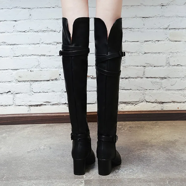 Big Size  thigh high boots knee high boots over the knee boots women ladies boots The buckle is above the knee