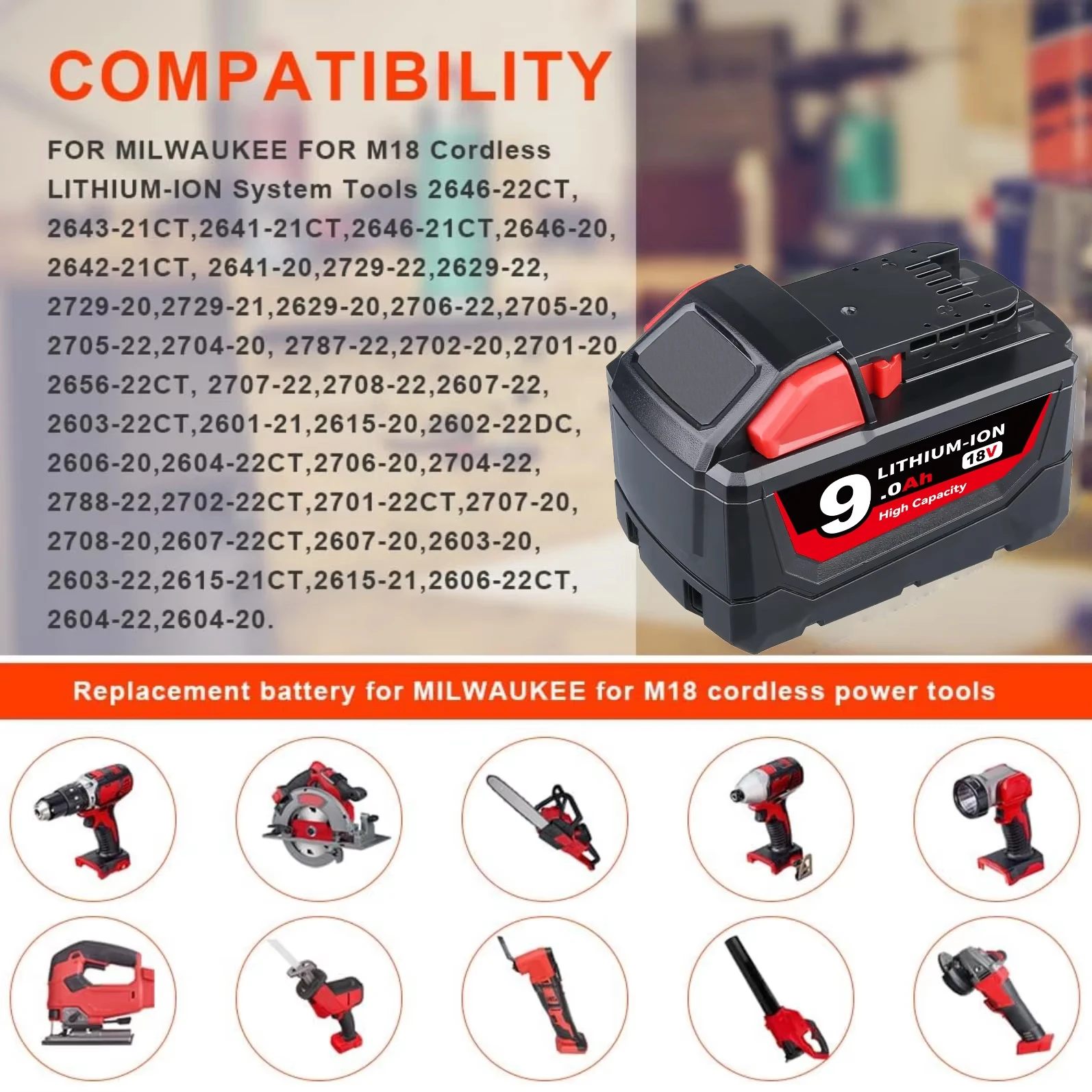 فانون 1/2/4 قطعة 9.0Ah تبديل البطارية لميلووك ee 18 فولت M18 48-11-1815 48-11-1850 2604-22 48-11-1840 بطارية دبوس #3