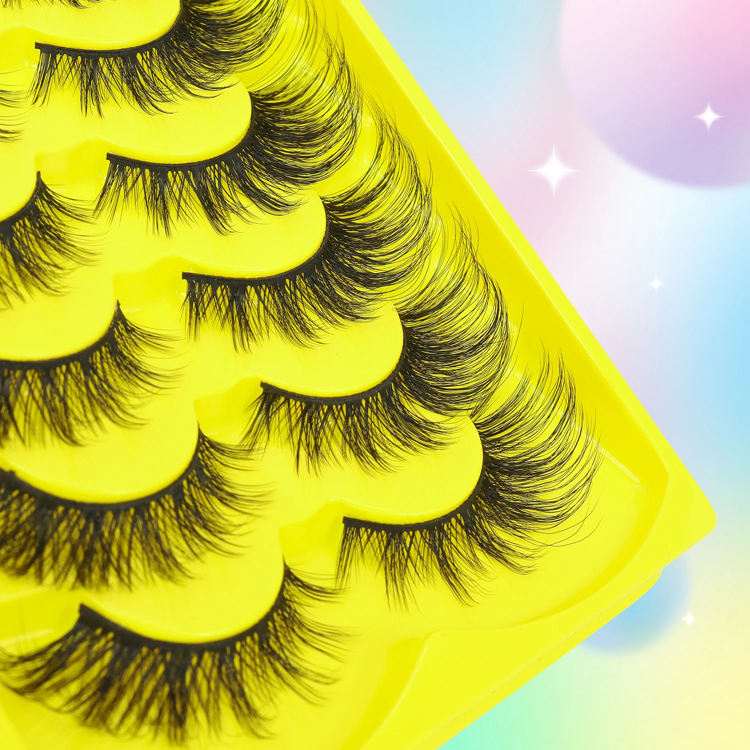 Natürliche lange falsche Wimpern, 7 Paar flauschige 3D-Locken zur Verlängerung der Augen, 5–22 mm