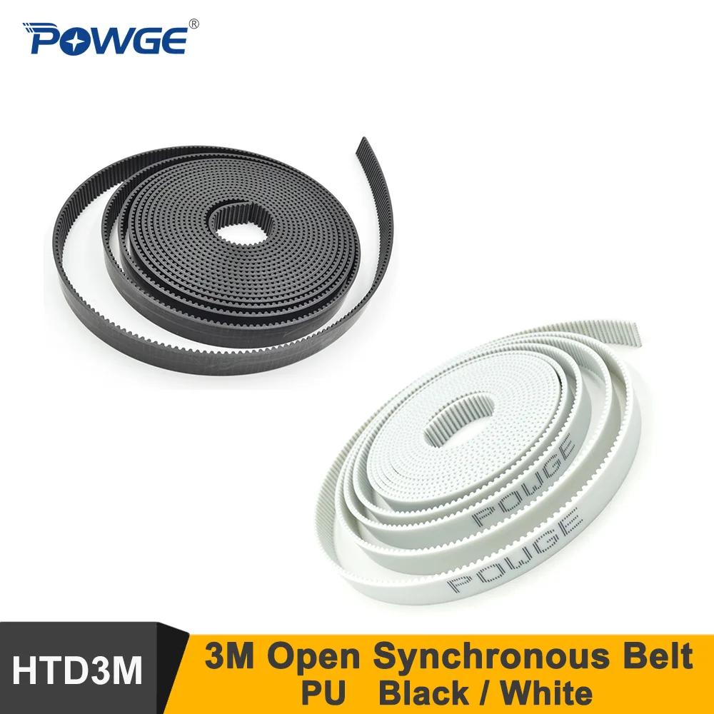 POWGE 5meters 3M Timing Belt Width 6/10/15/48mm HTD3M PU Open Belt For CNC Laser Machine Cutting Machine 3M-15