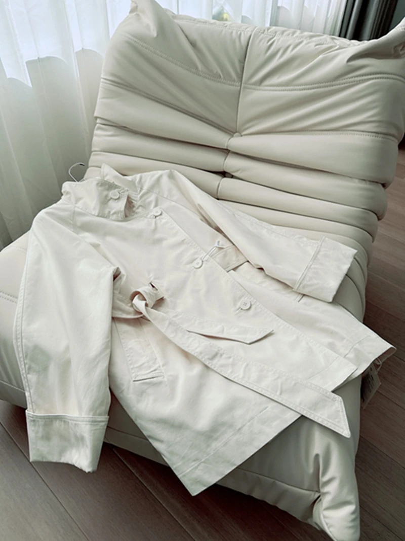 

Женская осенняя куртка Ele mat из хлопка, на одной пуговице, свободного кроя, с воротником-стойкой, универсальная, стройнящая, в британском стиле