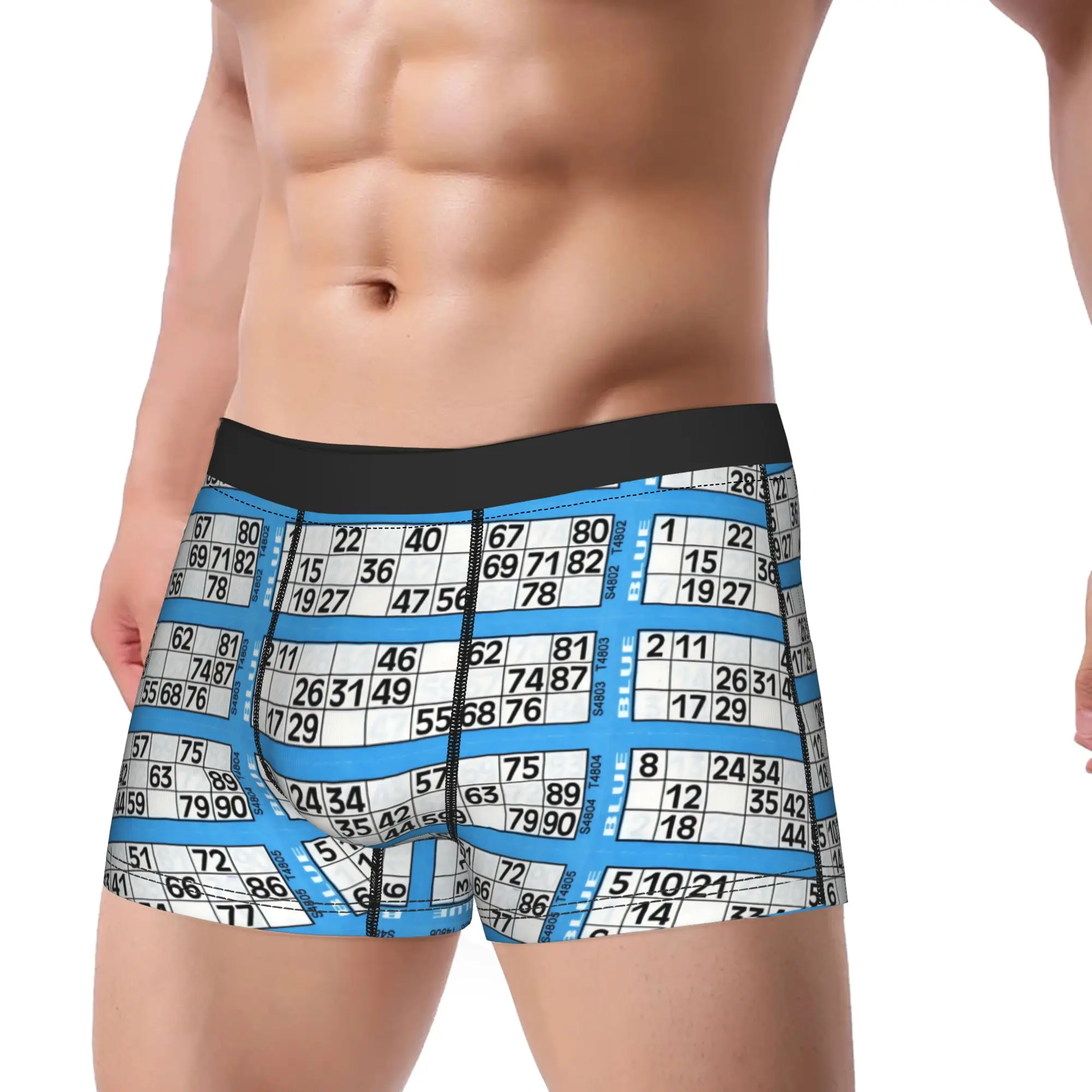1piece  Full Bingo Card Design with Numbers Underpants Homme Panties Male Underwear Print Shorts
