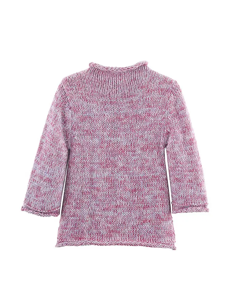 NLZGMSJ mujeres 2025 Otoño Invierno Vintage manga corta mujeres Color bloqueado suéteres de punto cálido mujer moda dulce jerseys ﻿