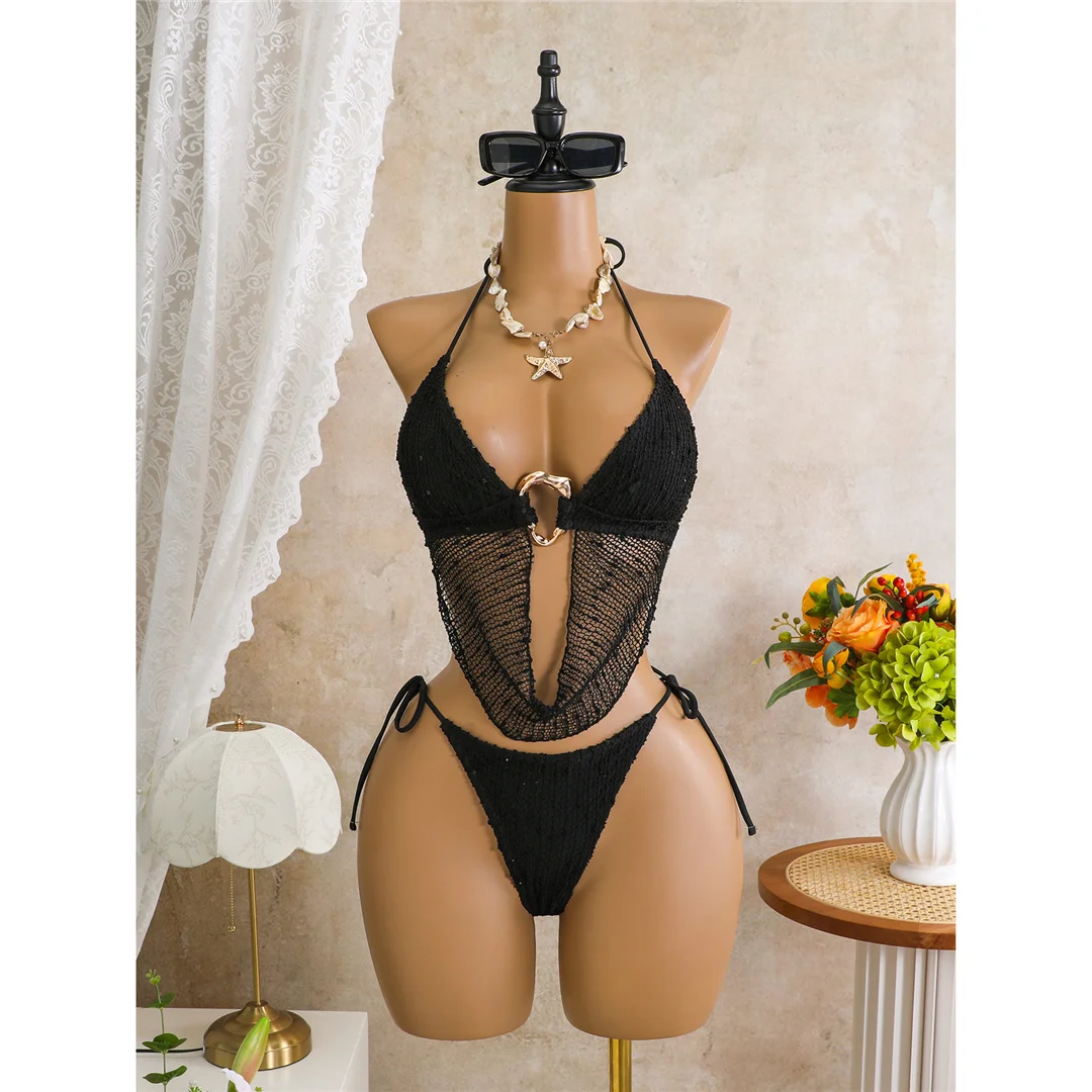 Neuer Tankini-Bikini mit Ausschnitten, Neckholder-Bikini, Damen-Badeanzug, zweiteiliges Bikini-Set, Badeanzug mit Trägern, Badebekleidung, Badeanzug V8076 – Detail 14