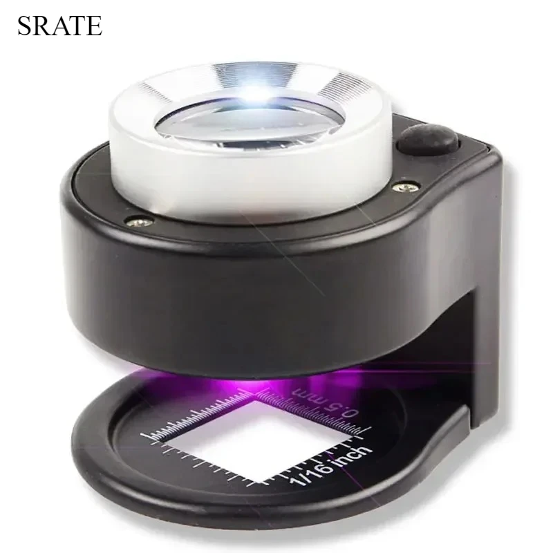 

Magnification 30X Cylindrical Identify Lighted Magnifier Portable Magnifying Glass with Light Loupe with Micrometer UV LED